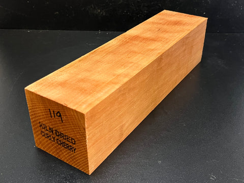3"x3"x12" KD Curly Cherry Wood Spindle Turning Blank (#00119)