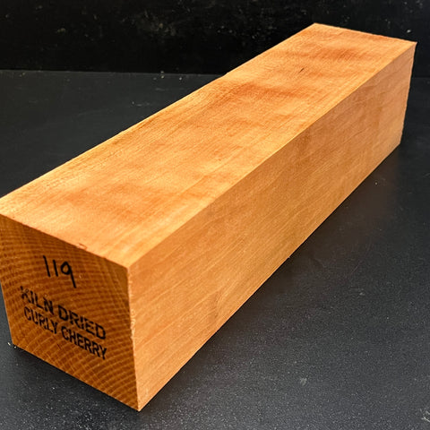 3"x3"x12" KD Curly Cherry Wood Spindle Turning Blank (#00119)