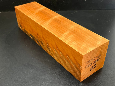 3"x3"x12" KD Curly Cherry Wood Spindle Turning Blank (#00120)