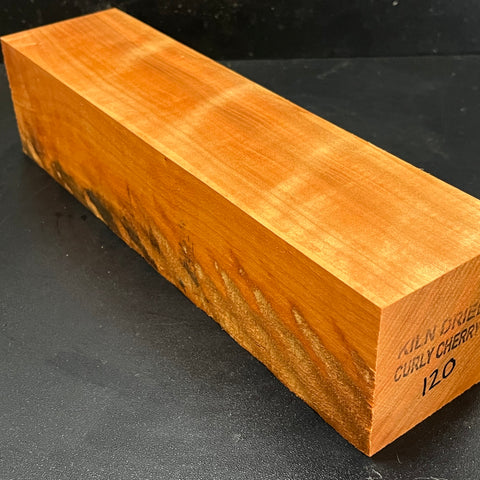 3"x3"x12" KD Curly Cherry Wood Spindle Turning Blank (#00120)