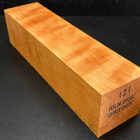 3"x3"x12" KD Curly Cherry Wood Spindle Turning Blank (#00121)