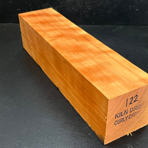 3"x3"x12" KD Curly Cherry Wood Spindle Turning Blank (#00122)