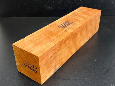 3"x3"x12" KD Curly Cherry Wood Spindle Turning Blank (#00123)