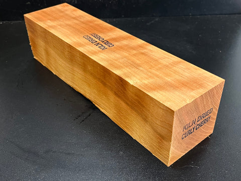 3"x3"x12" KD Curly Cherry Wood Spindle Turning Blank (#00124)