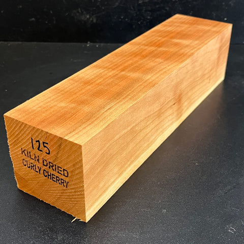 3"x3"x12" KD Curly Cherry Wood Spindle Turning Blank (#00125)