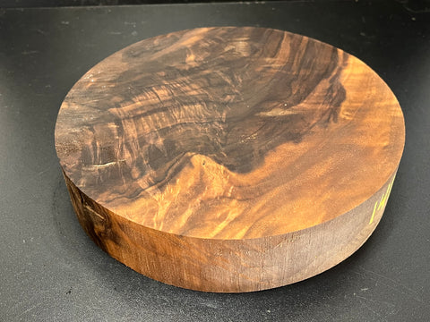 9"x2" KD Figured Black Walnut Wood Bowl Turning Blank (#00141)