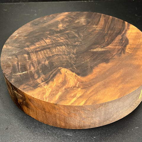 9"x2" KD Figured Black Walnut Wood Bowl Turning Blank (#00141)