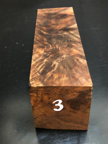 3"x3"x8" KD Figured Walnut Wood Spindle Turning Blank (#003)