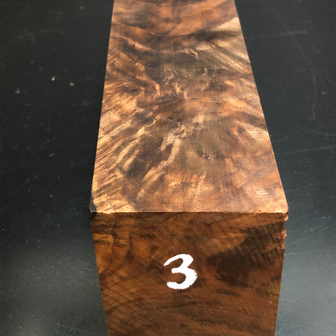 3"x3"x8" KD Figured Walnut Wood Spindle Turning Blank (#003)