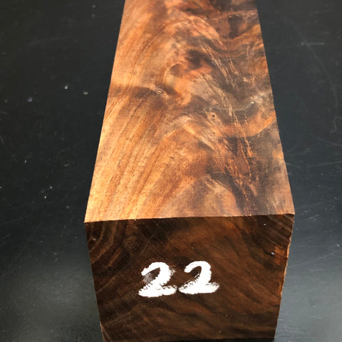 3"x3"x8" KD Figured Walnut Wood Spindle Turning Blank (#0022)