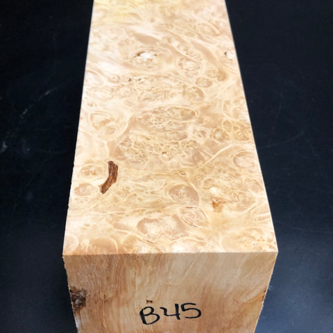 3"x3"x8" KD Maple Burl Wood Spindle Turning Blank (#0045)