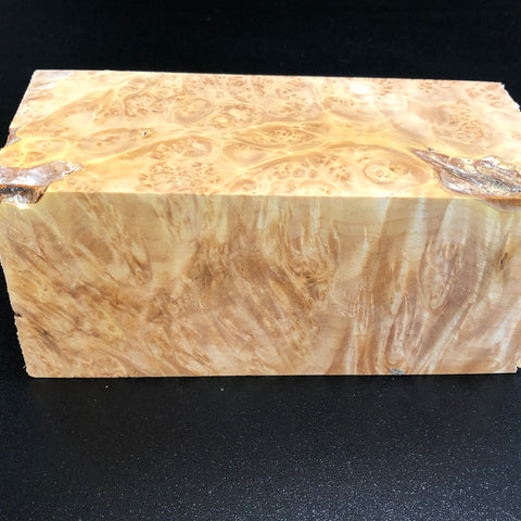 3"x3"x7" KD Maple Burl Wood Spindle Turning Blank (#00581)