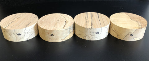 5"x2" KD Spalted Hard Maple Wood (4 pcs) Bowl Turning Blanks (#0048)