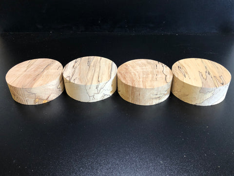 5"x2" KD Spalted Hard Maple Wood (4 pcs) Bowl Turning Blanks (#0049)