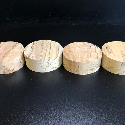 5"x2" KD Spalted Hard Maple Wood (4 pcs) Bowl Turning Blanks (#0049)