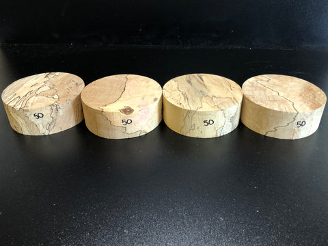 5"x2" KD Spalted Hard Maple Wood (4 pcs) Bowl Turning Blanks (#0050)