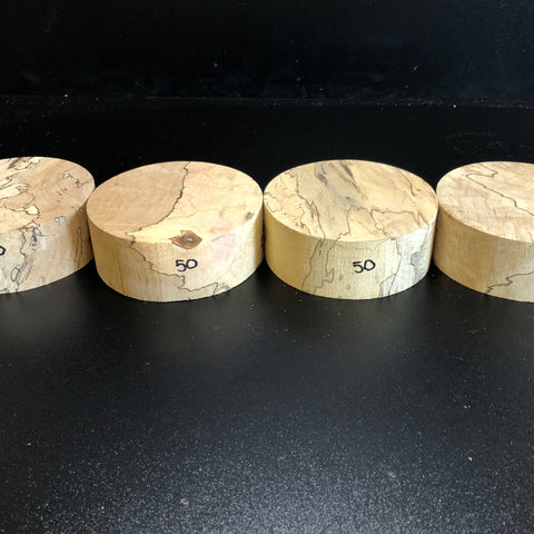 5"x2" KD Spalted Hard Maple Wood (4 pcs) Bowl Turning Blanks (#0050)