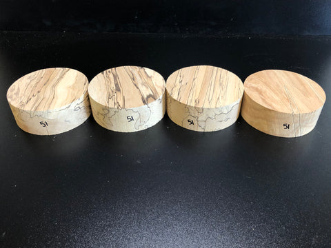 5"x2" KD Spalted Hard Maple Wood (4 pcs) Bowl Turning Blanks (#0051)