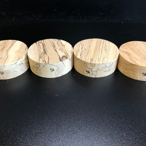 5"x2" KD Spalted Hard Maple Wood (4 pcs) Bowl Turning Blanks (#0051)