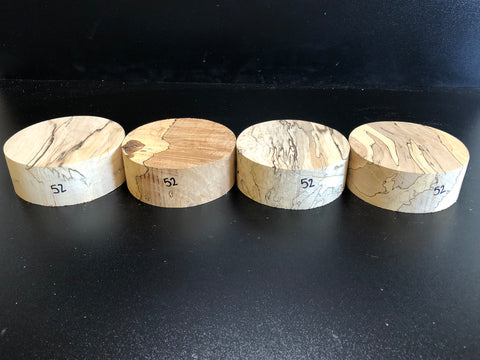 5"x2" KD Spalted Hard Maple Wood (4 pcs) Bowl Turning Blanks (#0052)