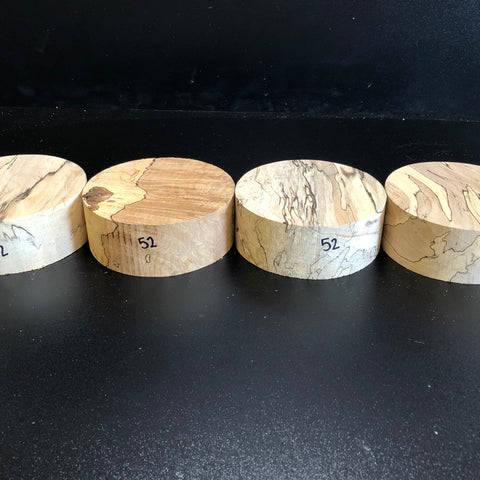 5"x2" KD Spalted Hard Maple Wood (4 pcs) Bowl Turning Blanks (#0052)