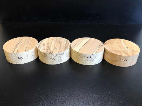 5"x2" KD Spalted Hard Maple Wood (4 pcs) Bowl Turning Blanks (#0053)