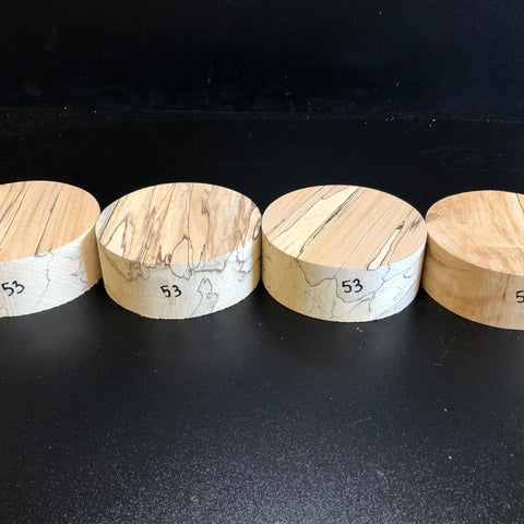 5"x2" KD Spalted Hard Maple Wood (4 pcs) Bowl Turning Blanks (#0053)