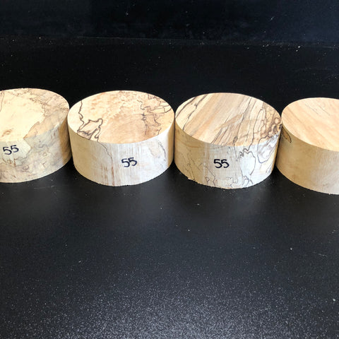 4"x2" KD Spalted Hard Maple Wood (4 pcs) Bowl Turning Blanks (#0055)