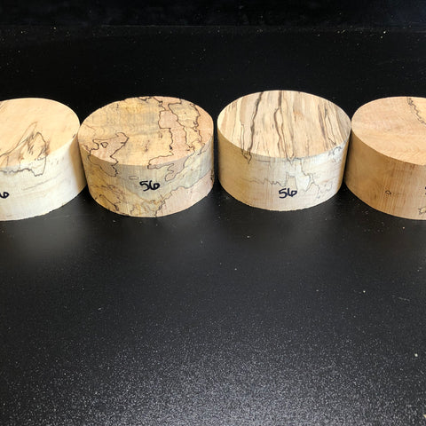 4"x2" KD Spalted Hard Maple Wood (4 pcs) Bowl Turning Blanks (#0056)