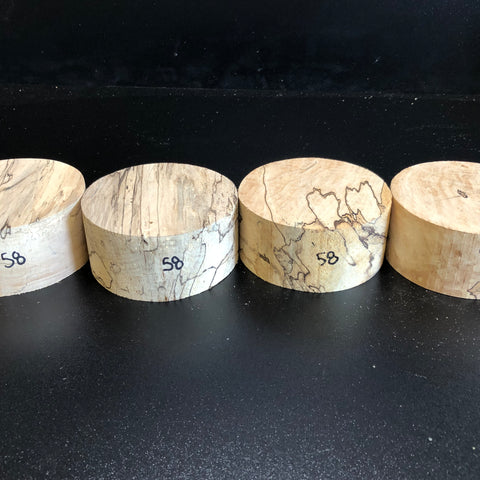 4"x2" KD Spalted Hard Maple Wood (4 pcs) Bowl Turning Blanks (#0058)