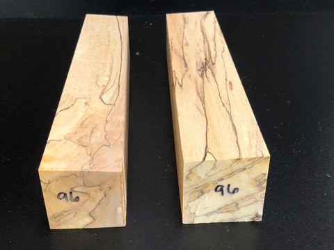 2"x2"x12" KD Spalted Hard Maple Wood (2 pcs) Spindle Turning Blanks (#0096)