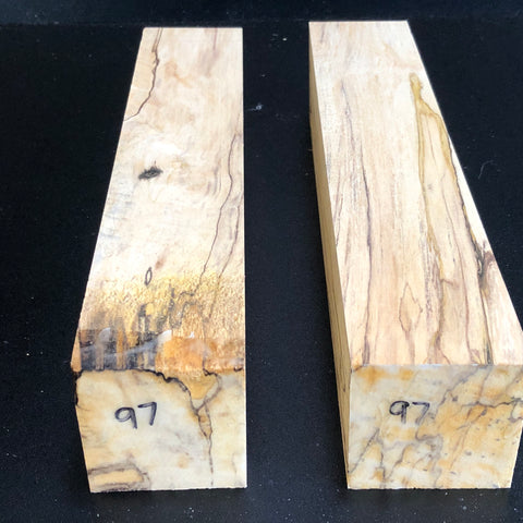 2"x2"x12" KD Spalted Hard Maple Wood (2 pcs) Spindle Turning Blanks (#0097)