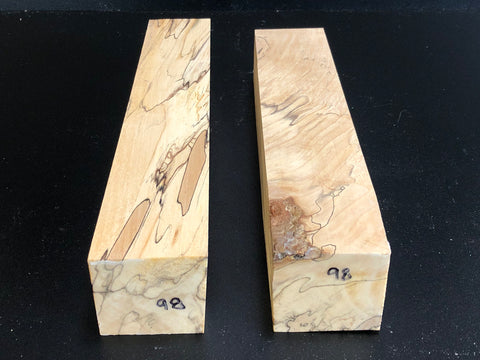 2"x2"x12" KD Spalted Hard Maple Wood (2 pcs) Spindle Turning Blanks (#0098)
