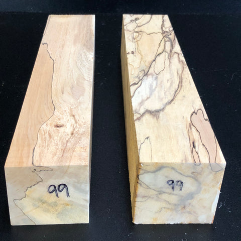 2"x2"x12" KD Spalted Hard Maple Wood (2 pcs) Spindle Turning Blanks (#0099)