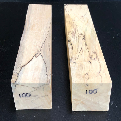 2"x2"x12" KD Spalted Hard Maple Wood (2 pcs) Spindle Turning Blanks (#00100)