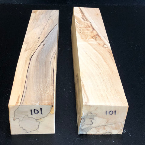2"x2"x12" KD Spalted Hard Maple Wood (2 pcs) Spindle Turning Blanks (#00101)