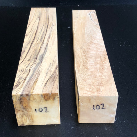 2"x2"x12" KD Spalted Hard Maple Wood (2 pcs) Spindle Turning Blanks (#00102)
