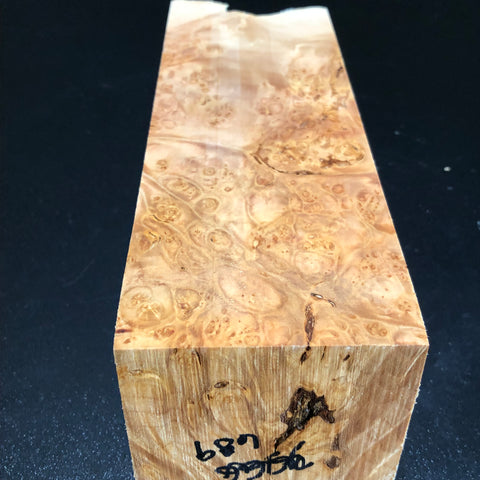 3x3x9.5 KD Maple Burl Wood Spindle Turning Blank (#00689)