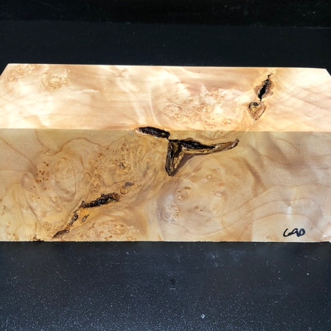 3"x3"x9" KD Maple Burl Wood Spindle Turning Blank (#00690)