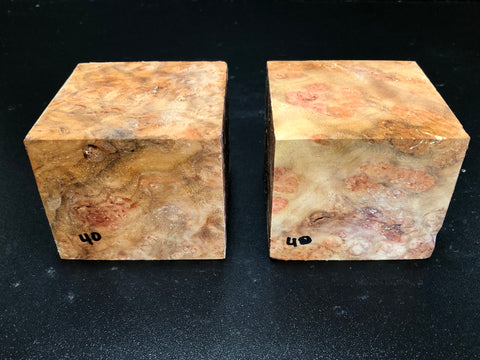 3"x3"x3" (2 pcs) Camphor Burl Wood Turning Blank (#0040)