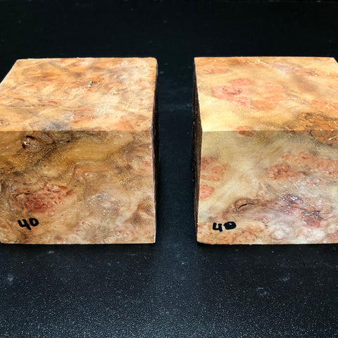 3"x3"x3" (2 pcs) Camphor Burl Wood Turning Blank (#0040)
