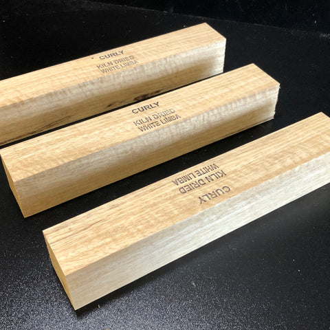 2"x2"x12" KD Curly White Limba (3 pcs) Spindle Turning Blank (#0063)