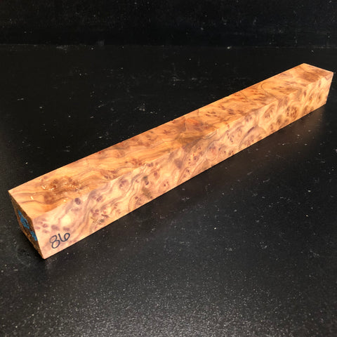 1.5"x1.5"x14.5" Camphor Burl Wood Turning Spindle Blank (#0086)