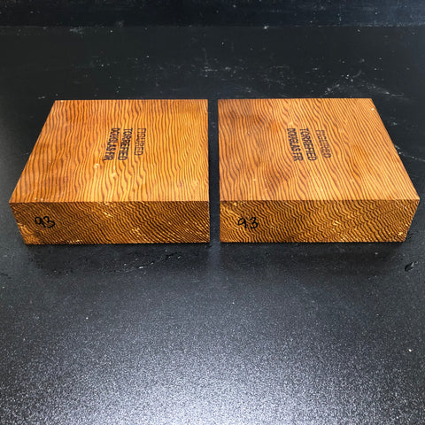 5.75"x5.75"x1.75" KD Figured Douglass Fir (2 pcs) Square Turning Blanks (#0093)