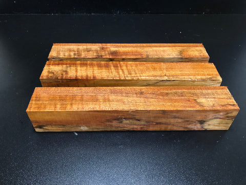 2"x2"x12" KD Figured Etimoe (3 pcs) Spindle Turning Blanks (#00115)
