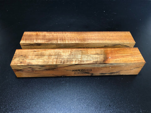 2"x2"x12" KD Figured Etimoe (2 pcs) Spindle Turning Blanks (#00116)