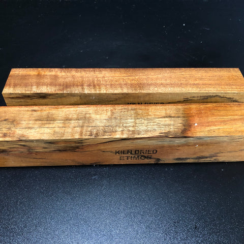 2"x2"x12" KD Figured Etimoe (2 pcs) Spindle Turning Blanks (#00116)