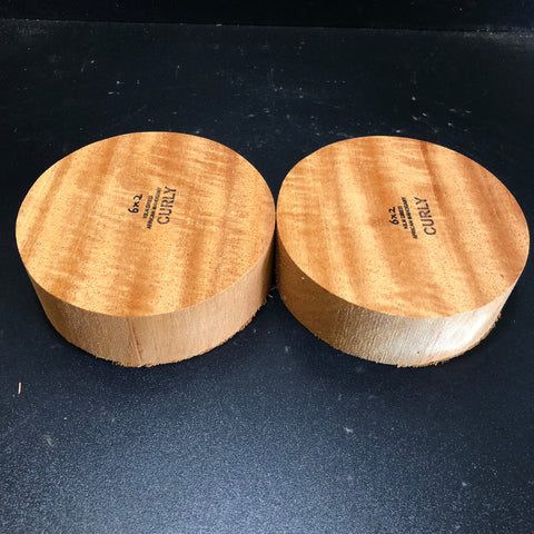 6"x2" KD Figured African Mahogany (2 pcs) Wood Turning Blanks (#00119)