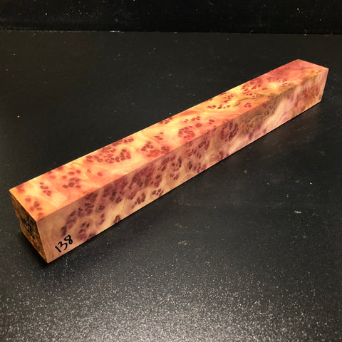 1.5"x1.5"x13.5" Camphor Burl Wood Turning Spindle Blank (#00138)