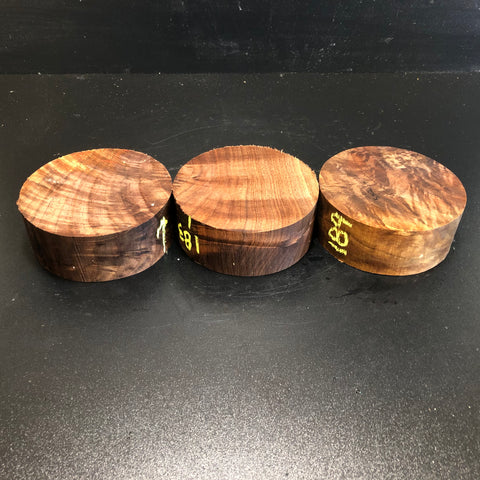 5"x2" KD Figured Walnut (3 pcs) Wood Turning Blanks (#00183)